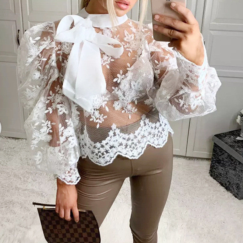 Blusa pizzosa fiocco