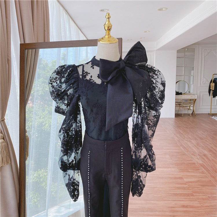 Blusa pizzosa fiocco