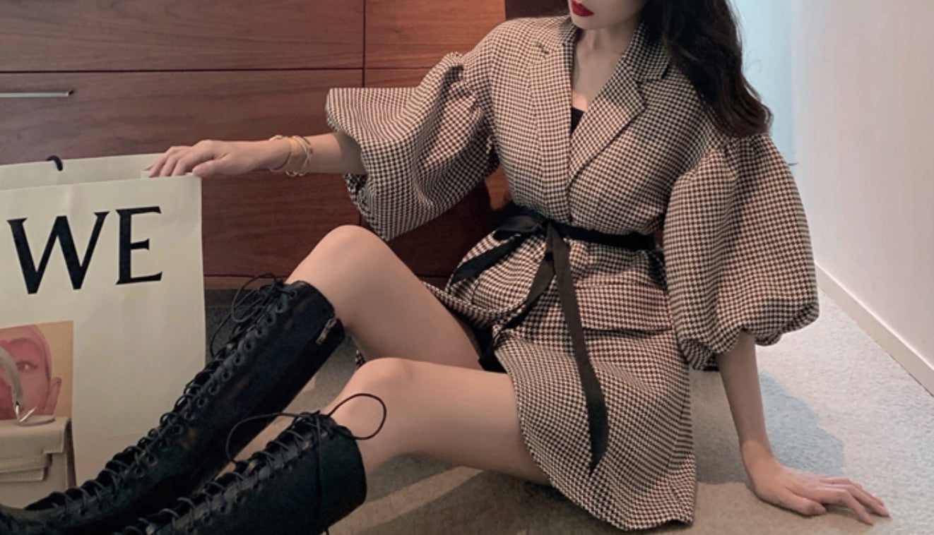 Blazer pied de poule baloon