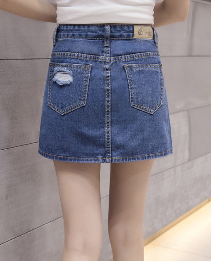 Minigonna denim strappi