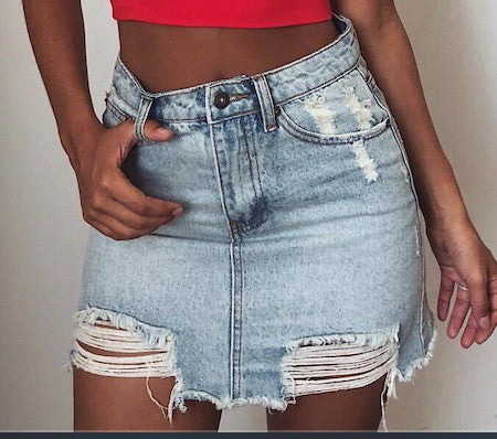 Minigonna denim strappi