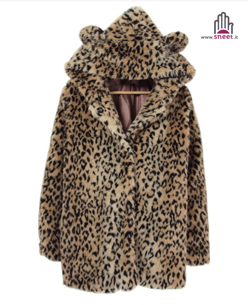 Bear leopard fur coat