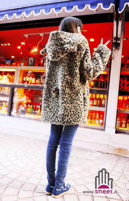 Bear leopard fur coat