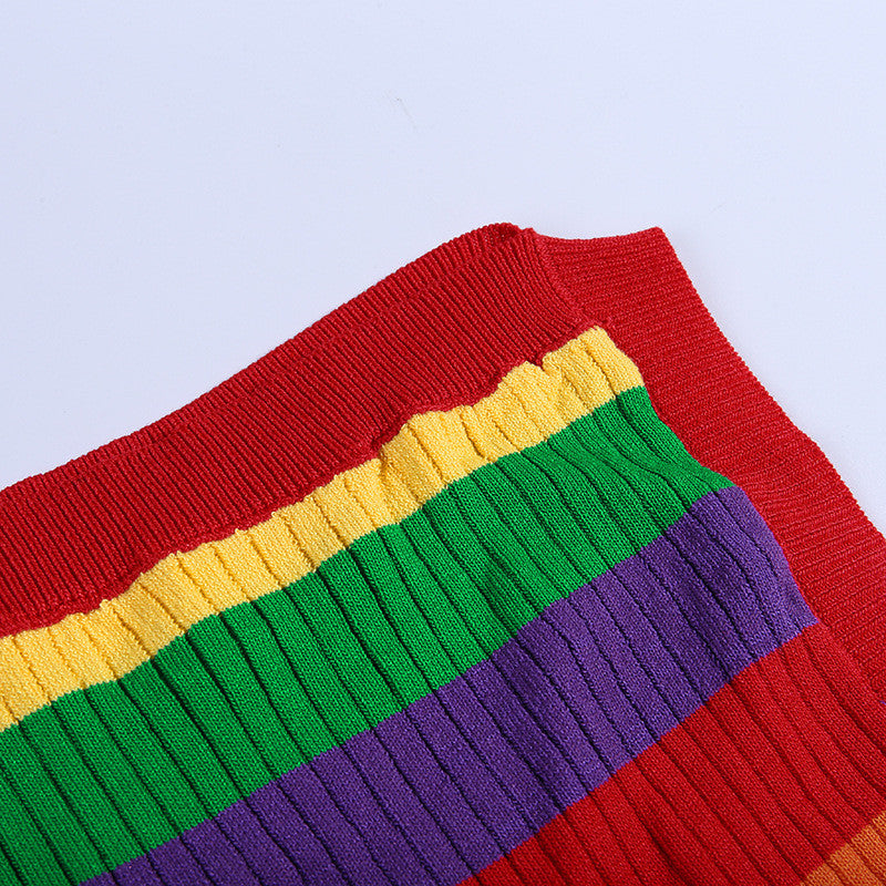 Top maglia arcobaleno