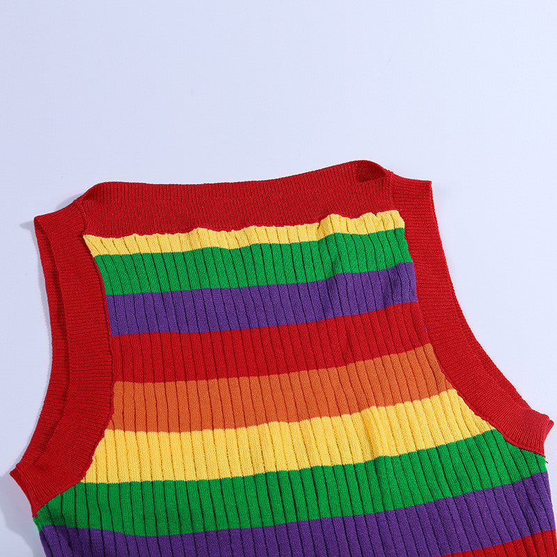 Top maglia arcobaleno