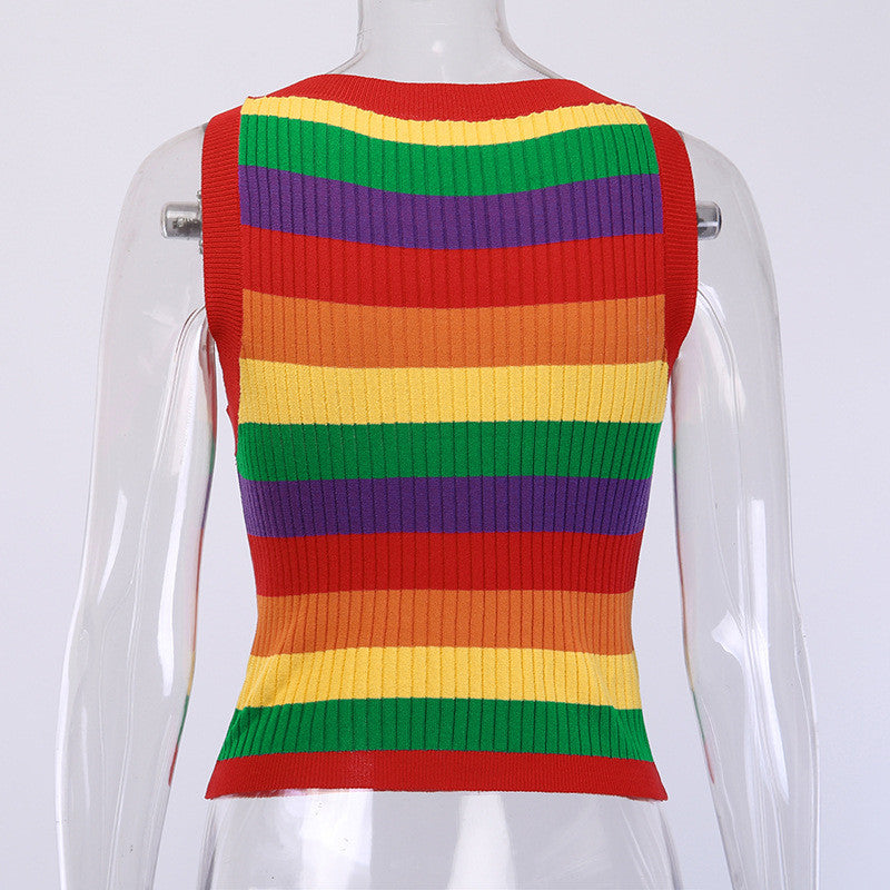 Top maglia arcobaleno