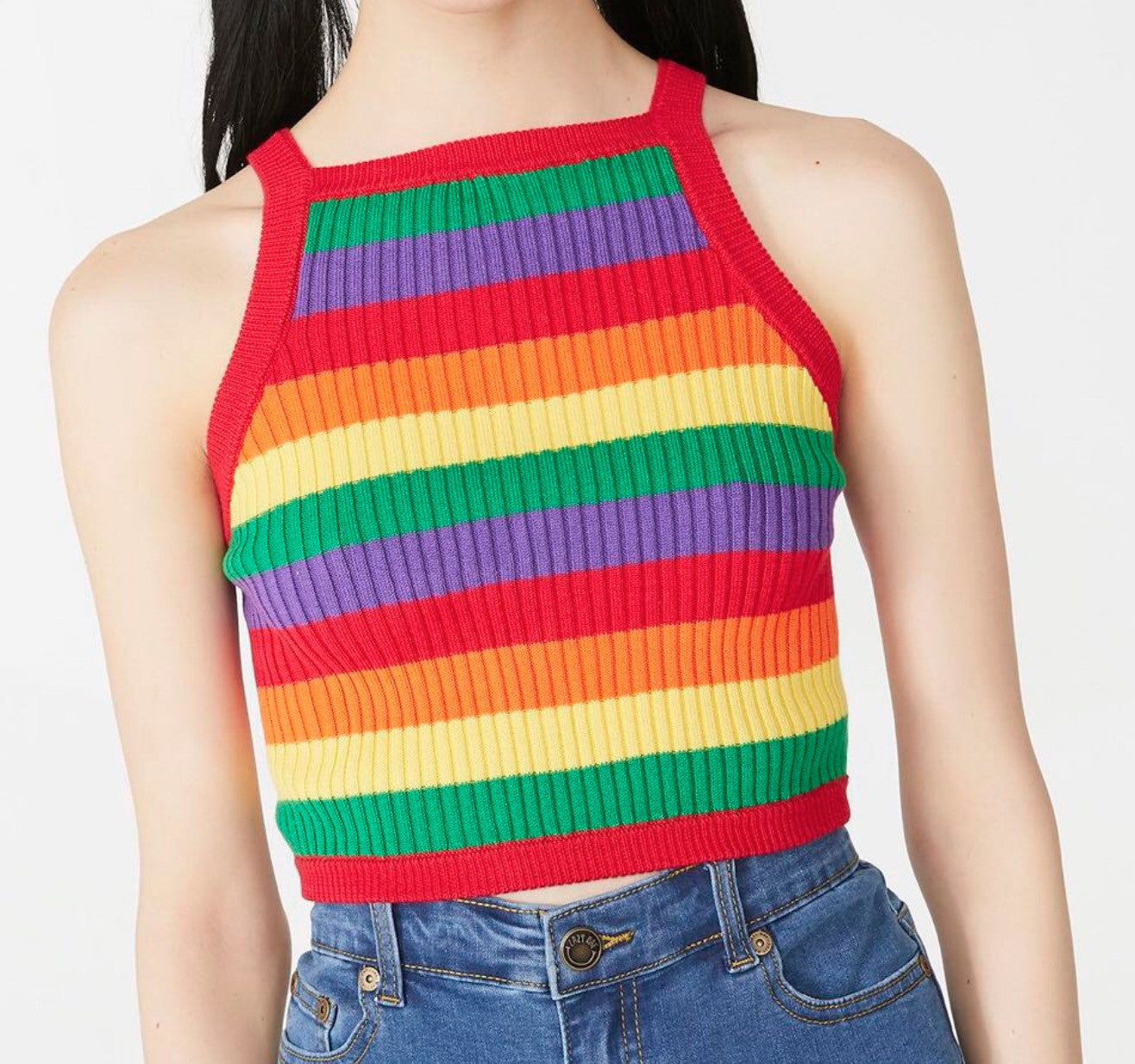 Top maglia arcobaleno