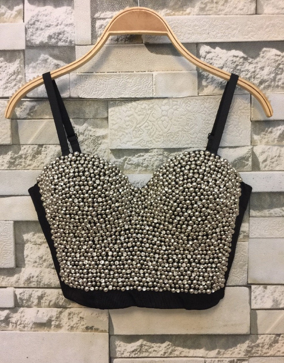 Corpetto metalpearl strass