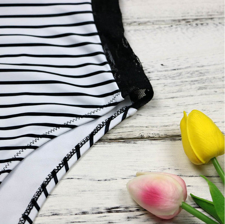 Costume intero stripelace monospalla