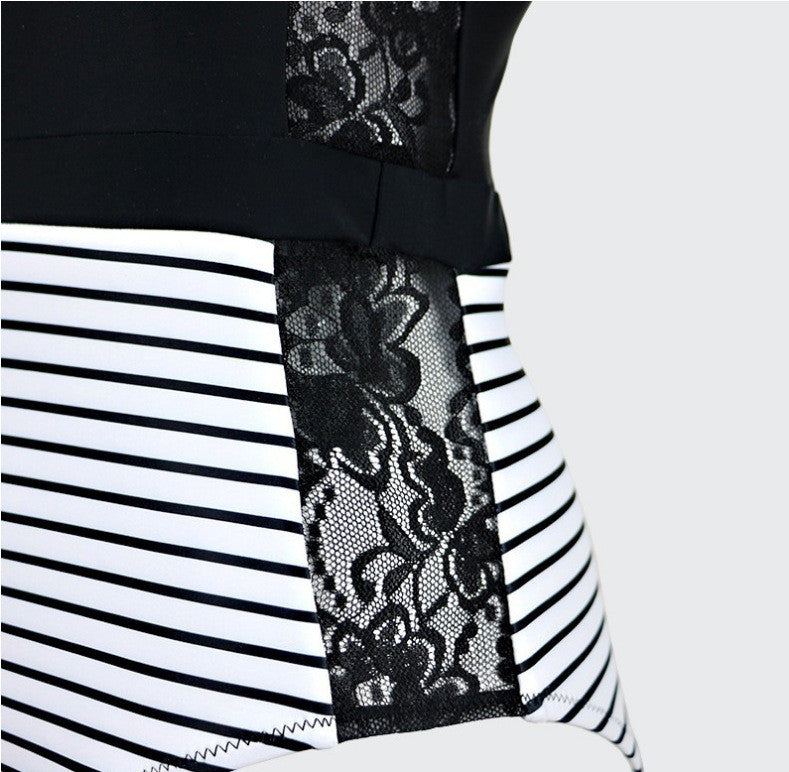 Costume intero stripelace monospalla