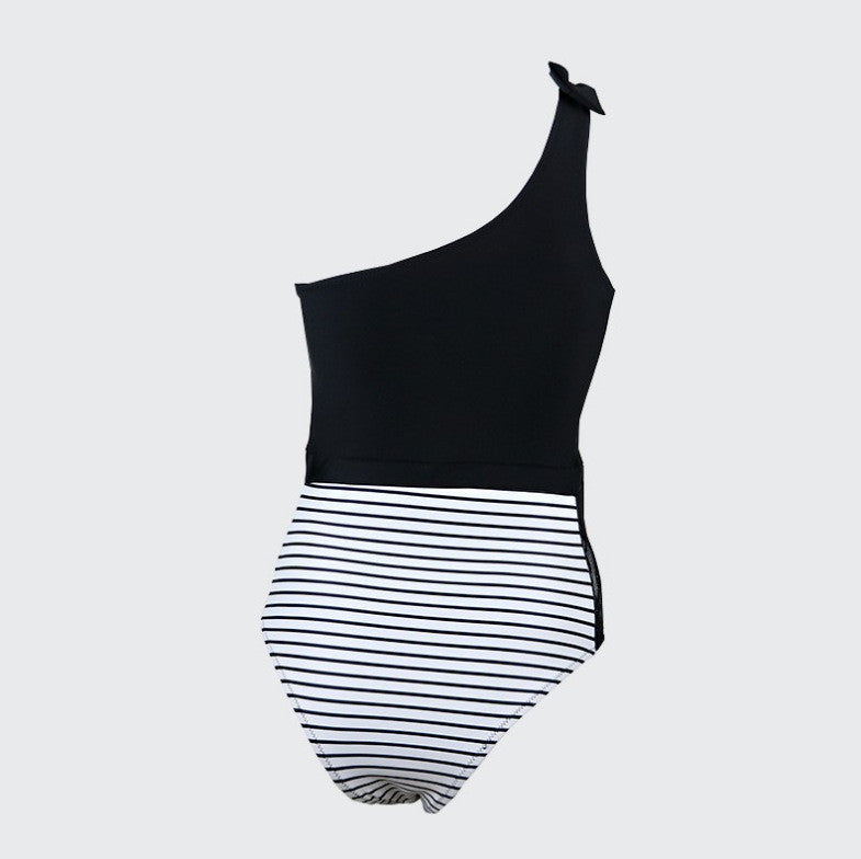 Costume intero stripelace monospalla