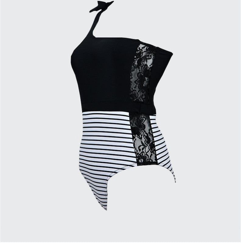 Costume intero stripelace monospalla