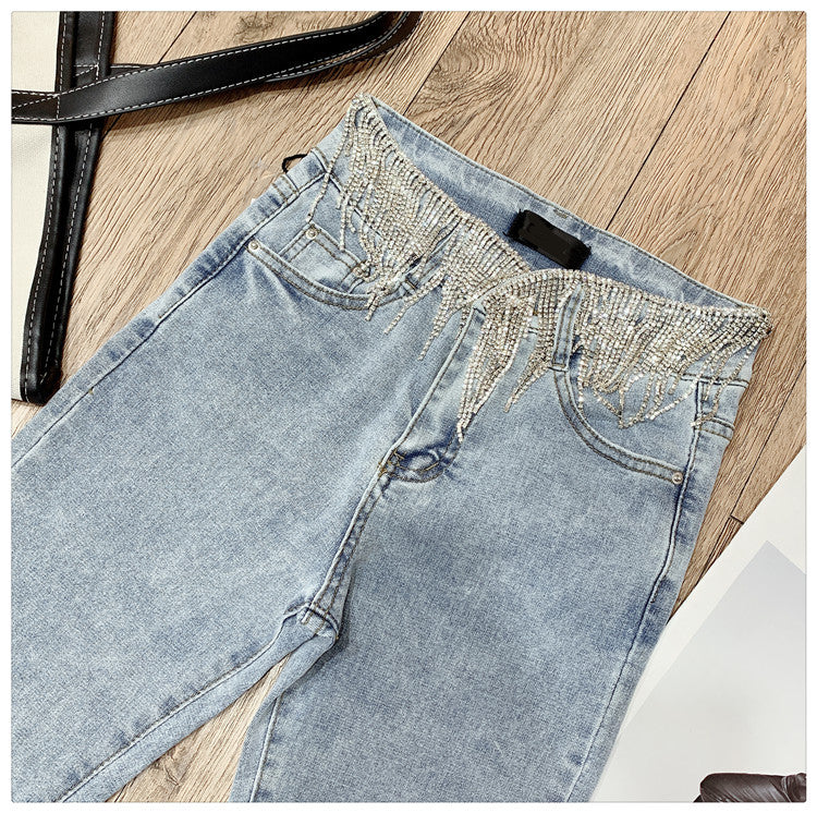 Jeans strassfringe belt