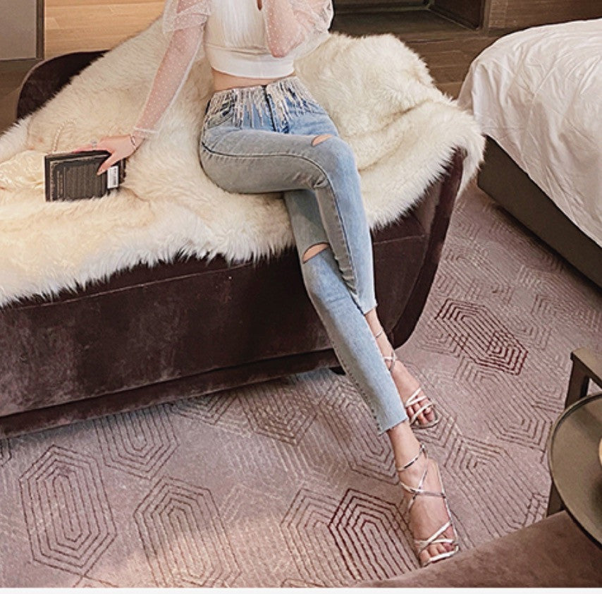 Jeans strassfringe belt