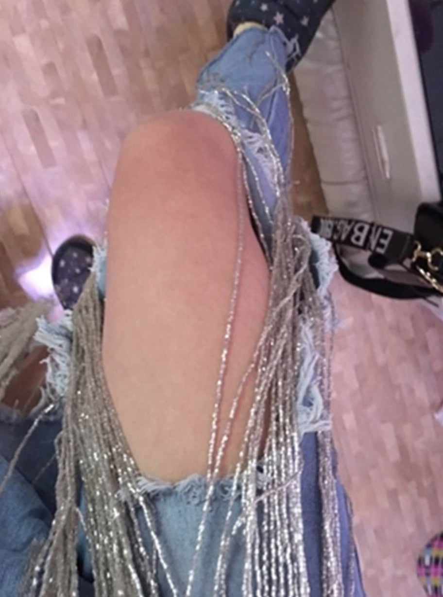 Jeans super frange lamè