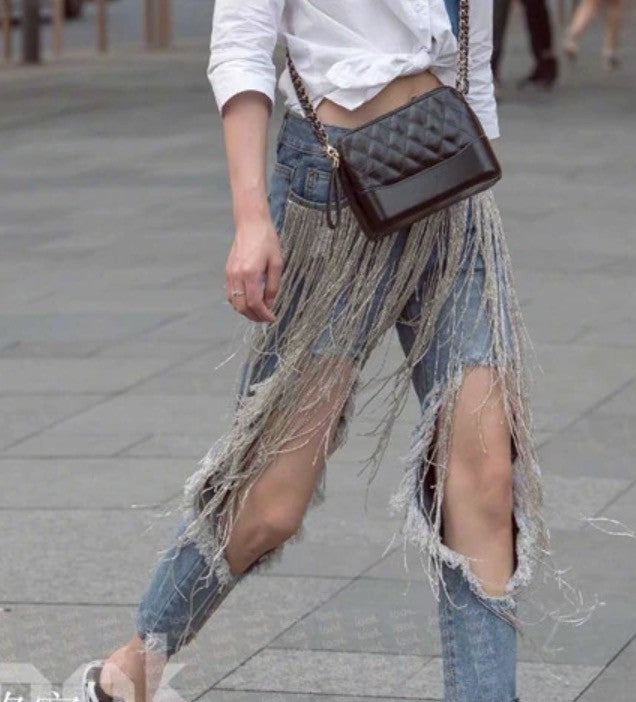 Jeans super frange lamè