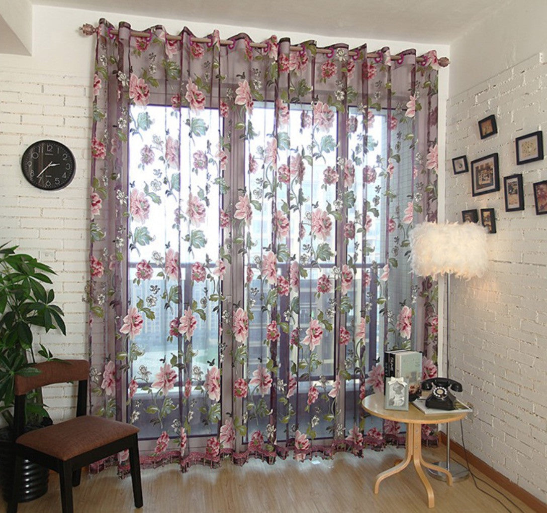 Tende fiori tulle trasparente
