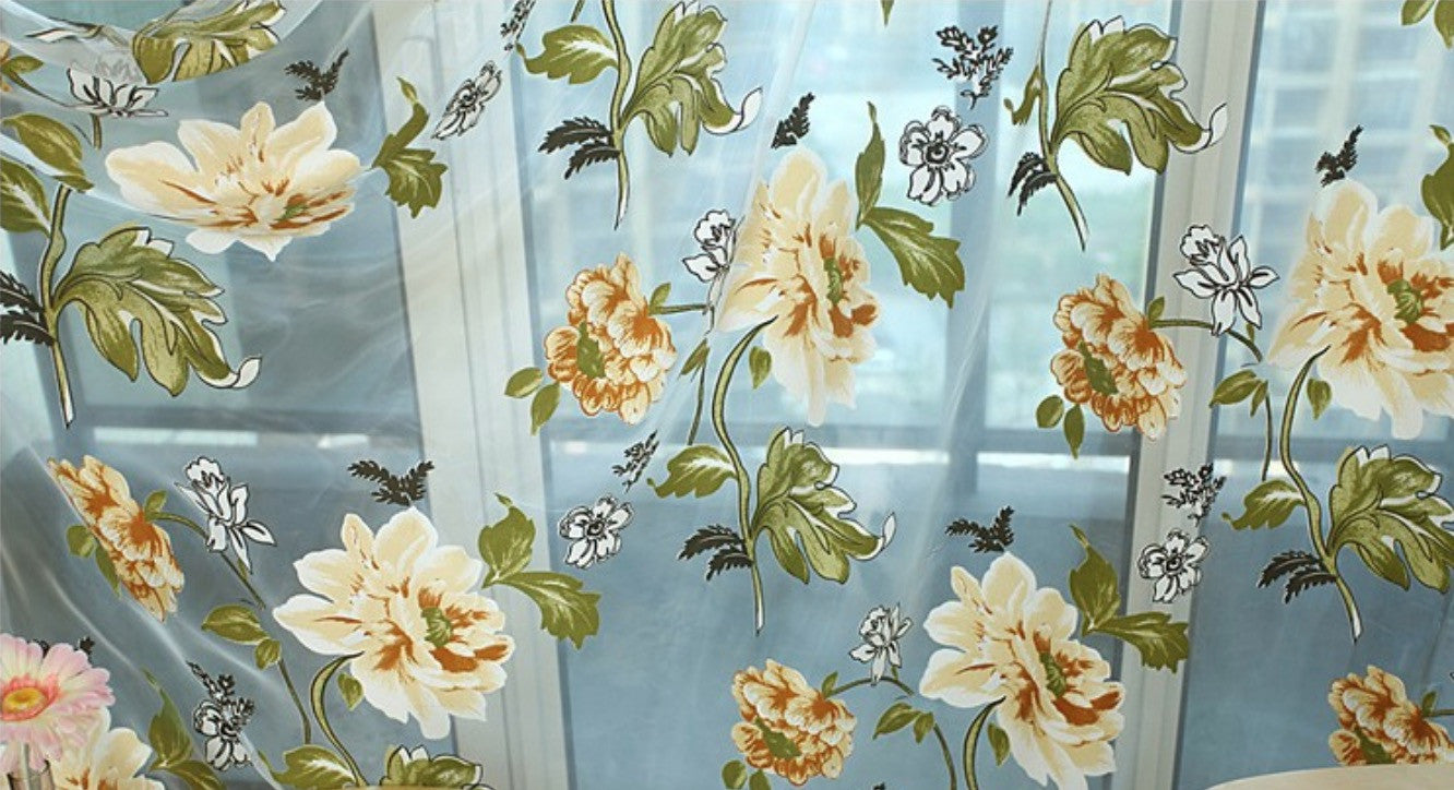 Tende fiori tulle trasparente