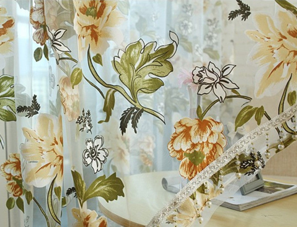 Tende fiori tulle trasparente