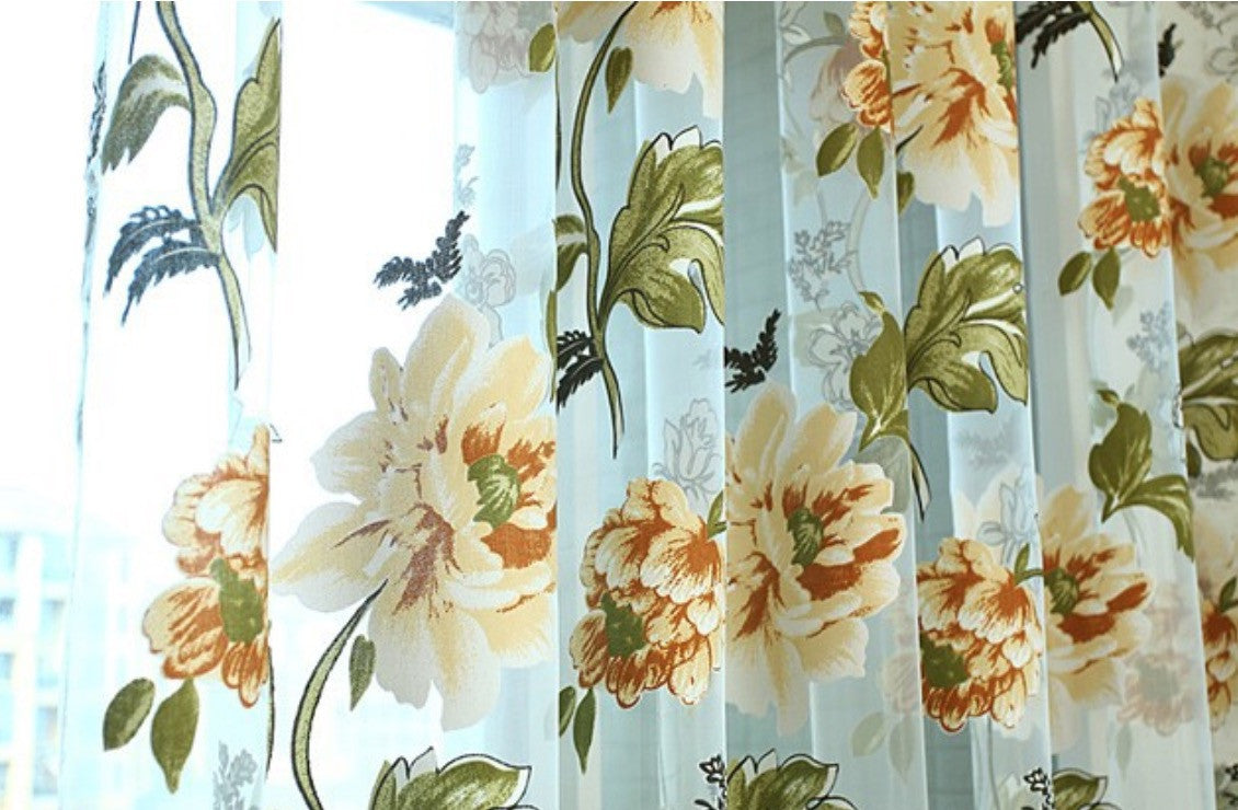Tende fiori tulle trasparente