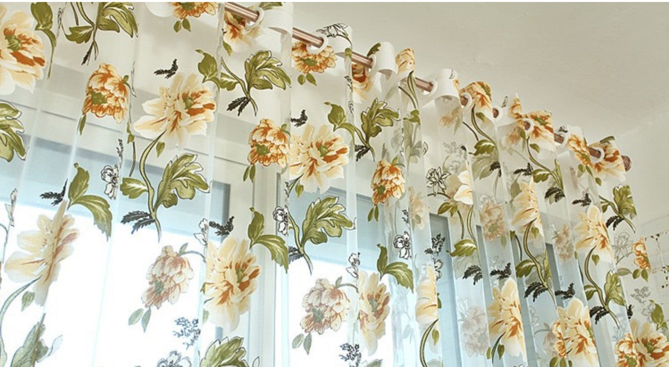 Tende fiori tulle trasparente