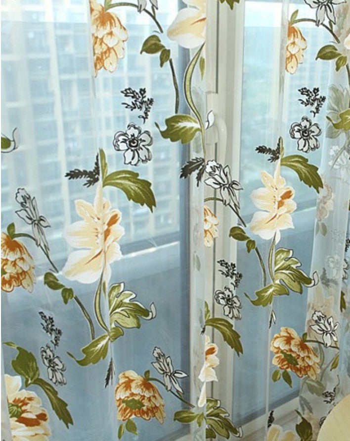 Tende fiori tulle trasparente