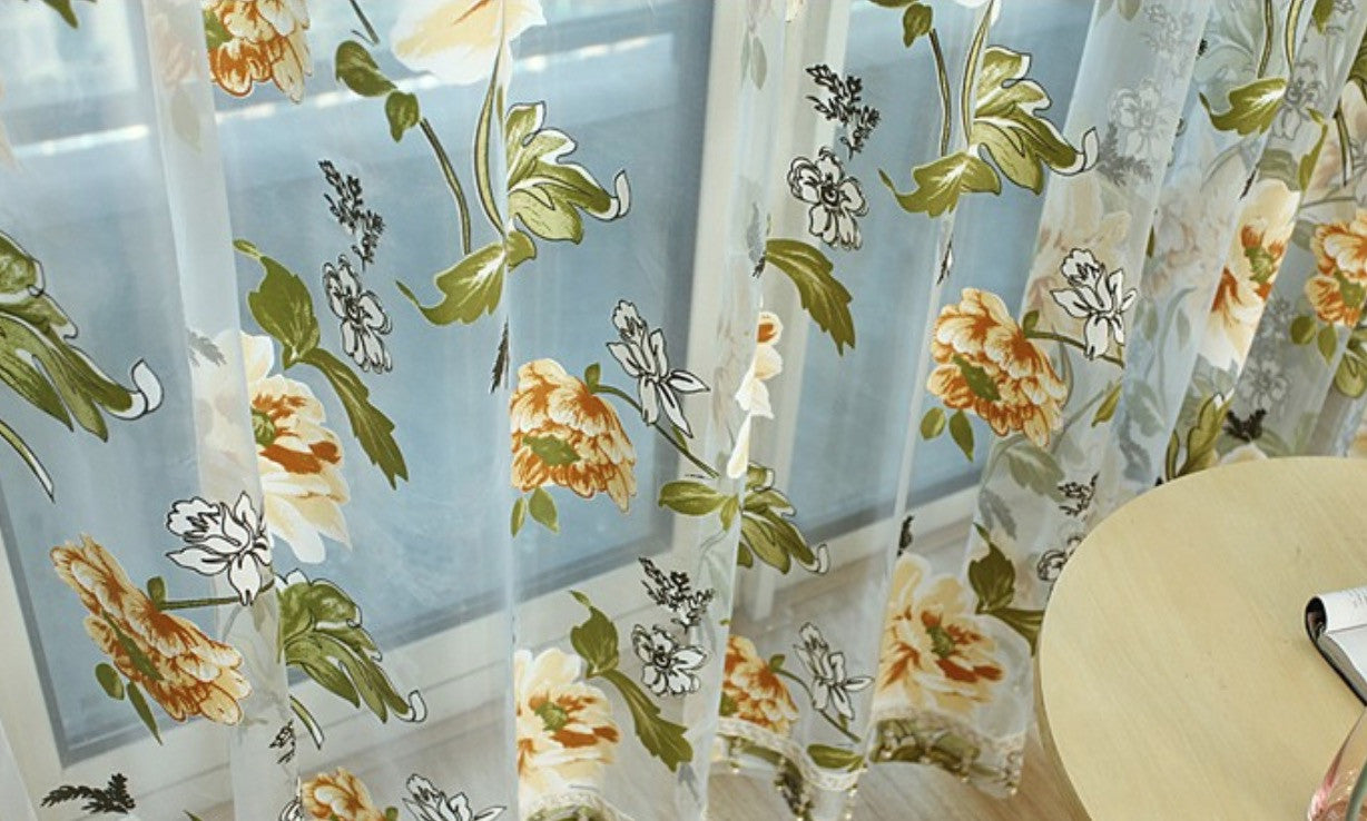 Tende fiori tulle trasparente