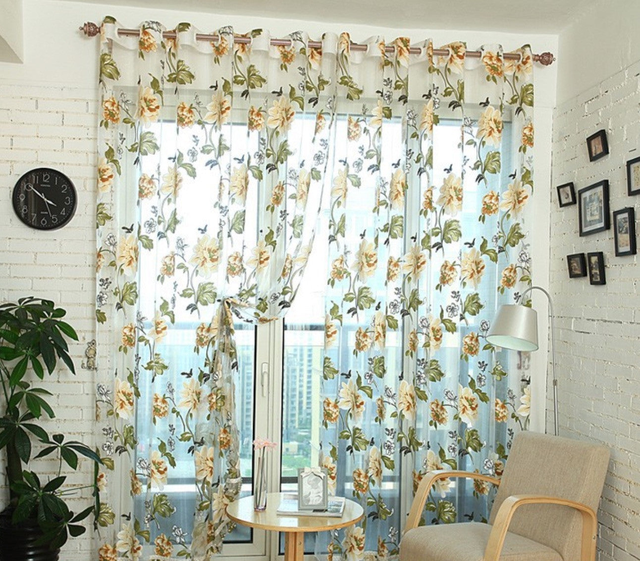 Tende fiori tulle trasparente