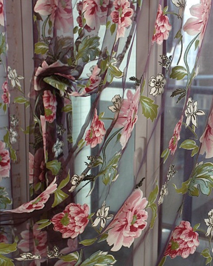 Tende fiori tulle trasparente