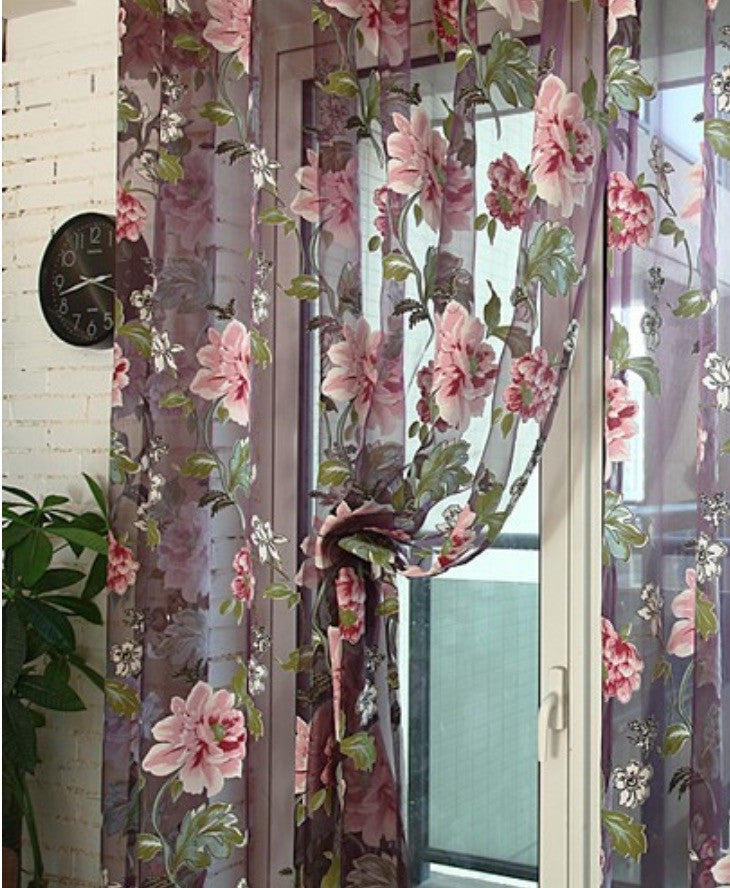 Tende fiori tulle trasparente
