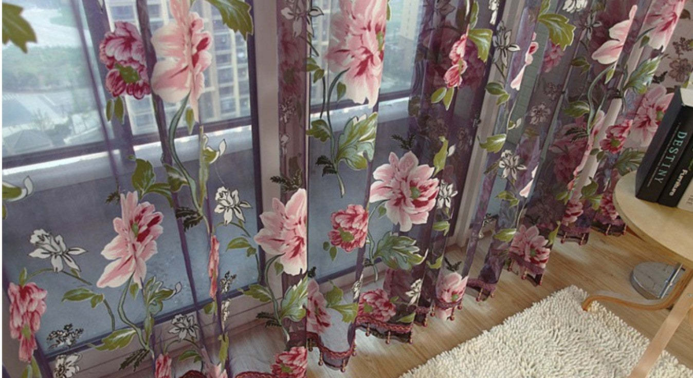 Tende fiori tulle trasparente