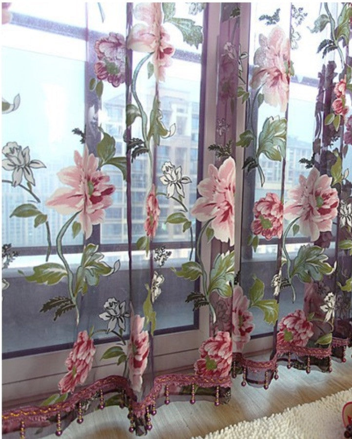 Tende fiori tulle trasparente