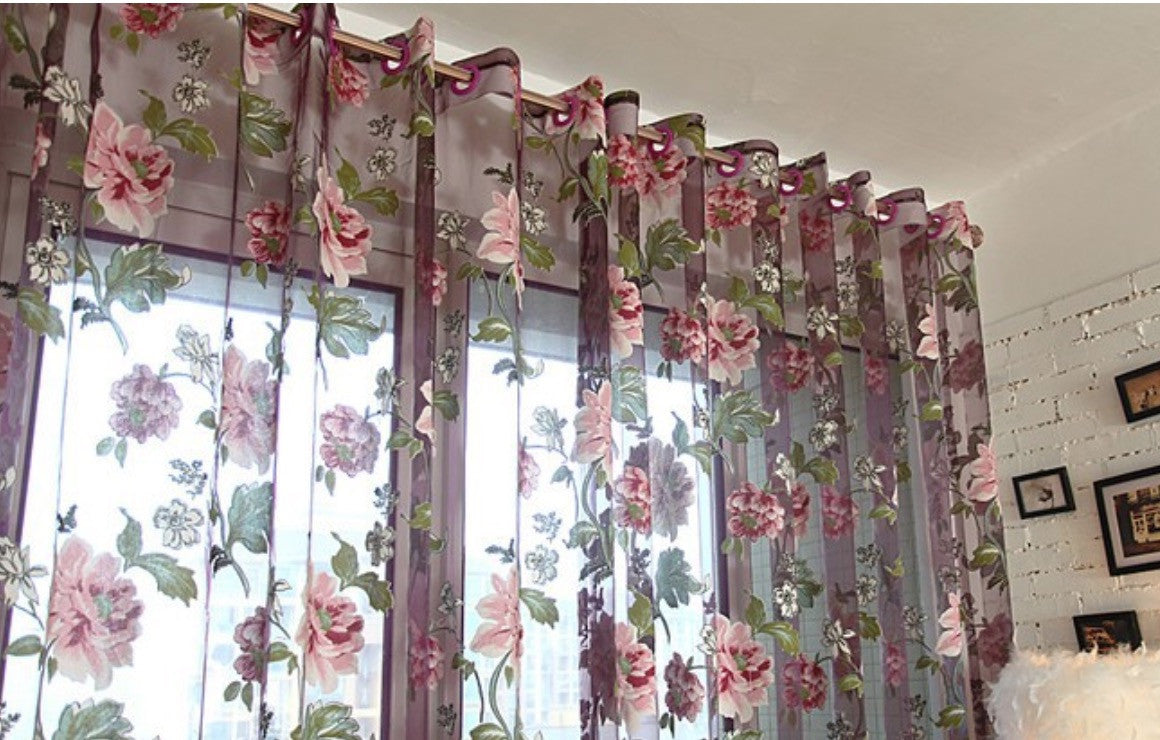 Tende fiori tulle trasparente