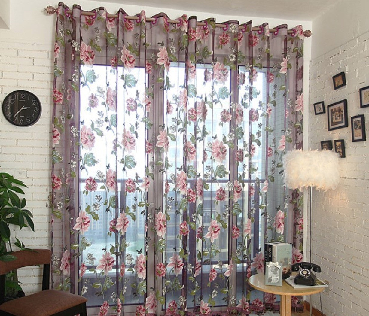 Tende fiori tulle trasparente