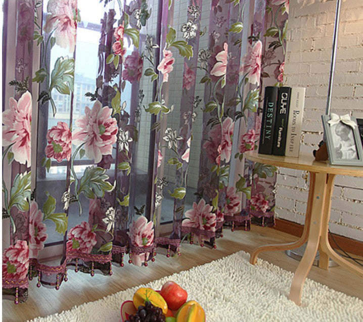 Tende fiori tulle trasparente