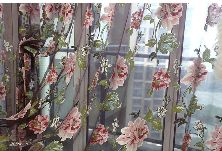 Tende fiori tulle trasparente
