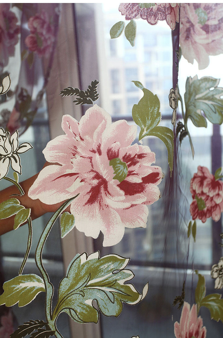 Tende fiori tulle trasparente