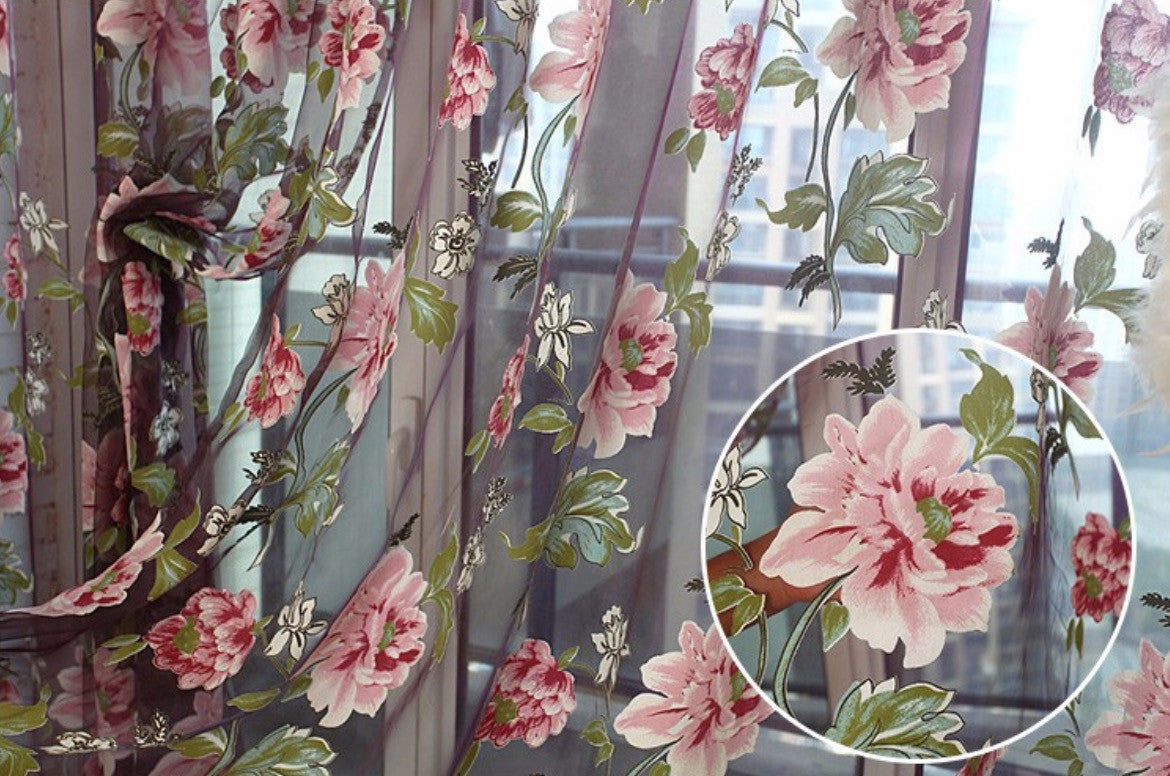 Tende fiori tulle trasparente