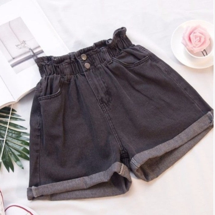 Shorts in denim caramella elastico