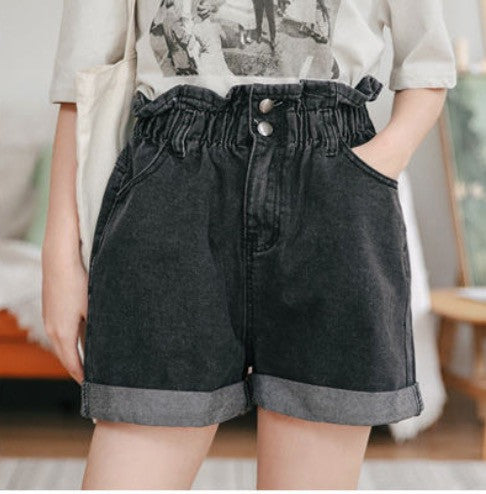 Shorts in denim caramella elastico