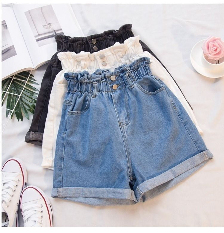 Shorts in denim caramella elastico