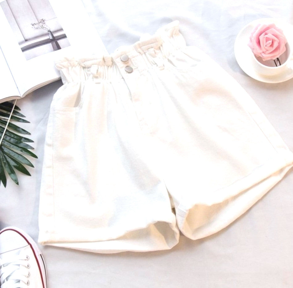 Shorts in denim caramella elastico