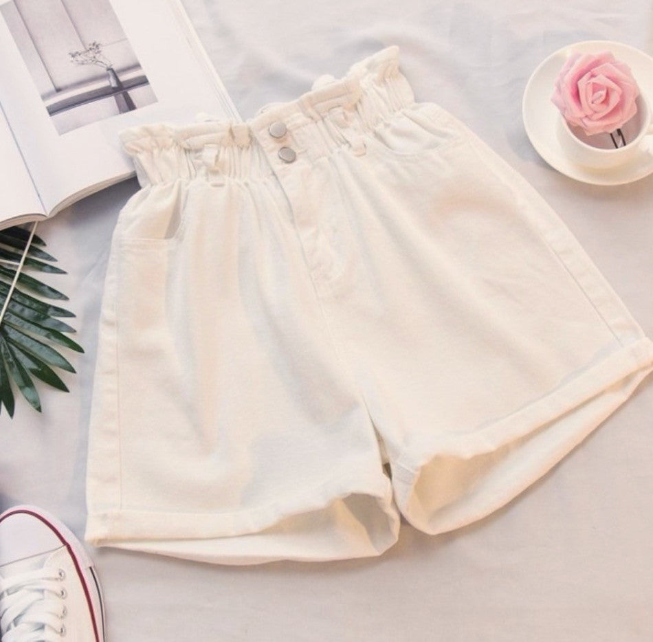 Shorts in denim caramella elastico