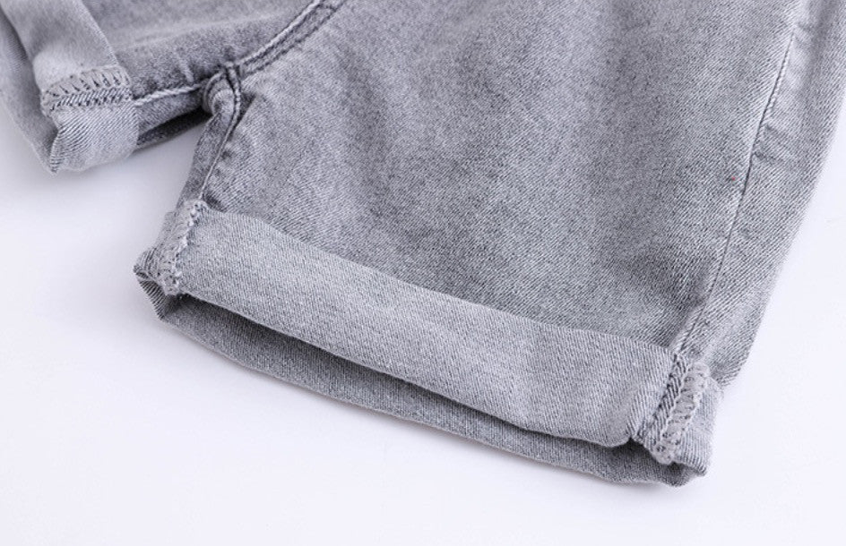 Shorts bambina in denim caramella elastico