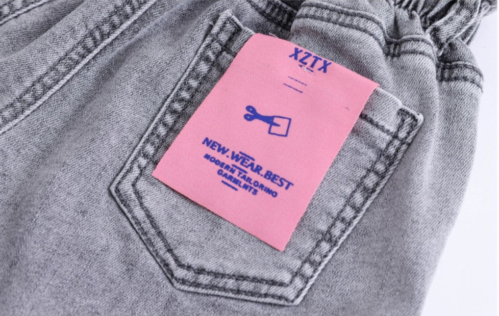 Shorts bambina in denim caramella elastico