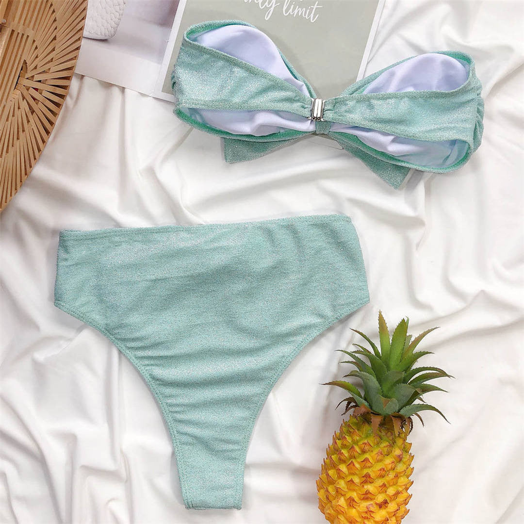 Bikini vita alta lurex bow