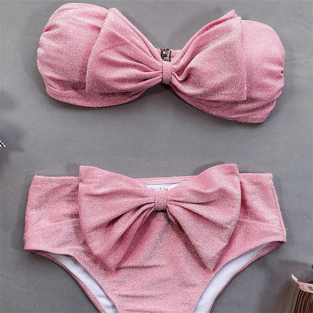 Bikini vita alta lurex bow