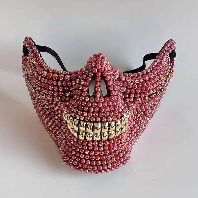 Maschera veneziana con perle 
Mezza maschera lusso retrò