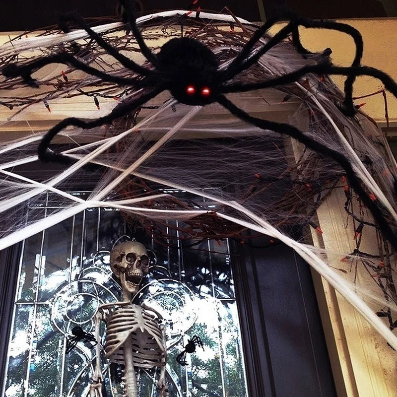 Ragno gigante peloso Halloween 
Decoro casa stregata occhi rossi