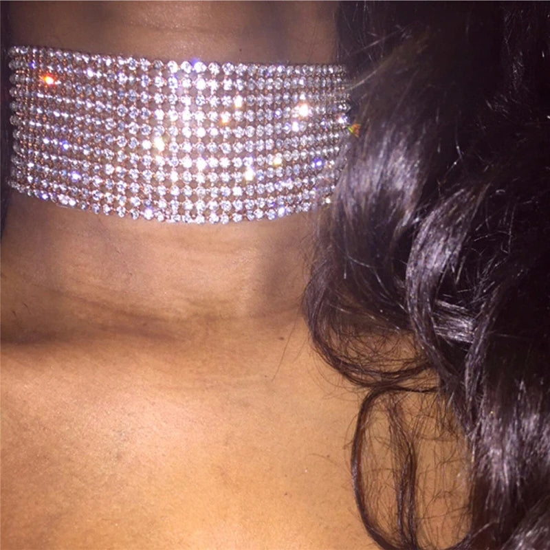 Collier choker strass Extra regolabile effetto gioiello